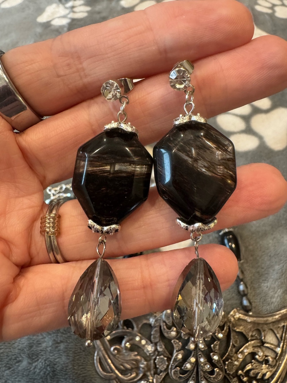 Artisan Upcycled Antique Victorian Belt Buckle Ghost Crystal Beaded 3 Piece Set🧁 - Picture 5 of 14